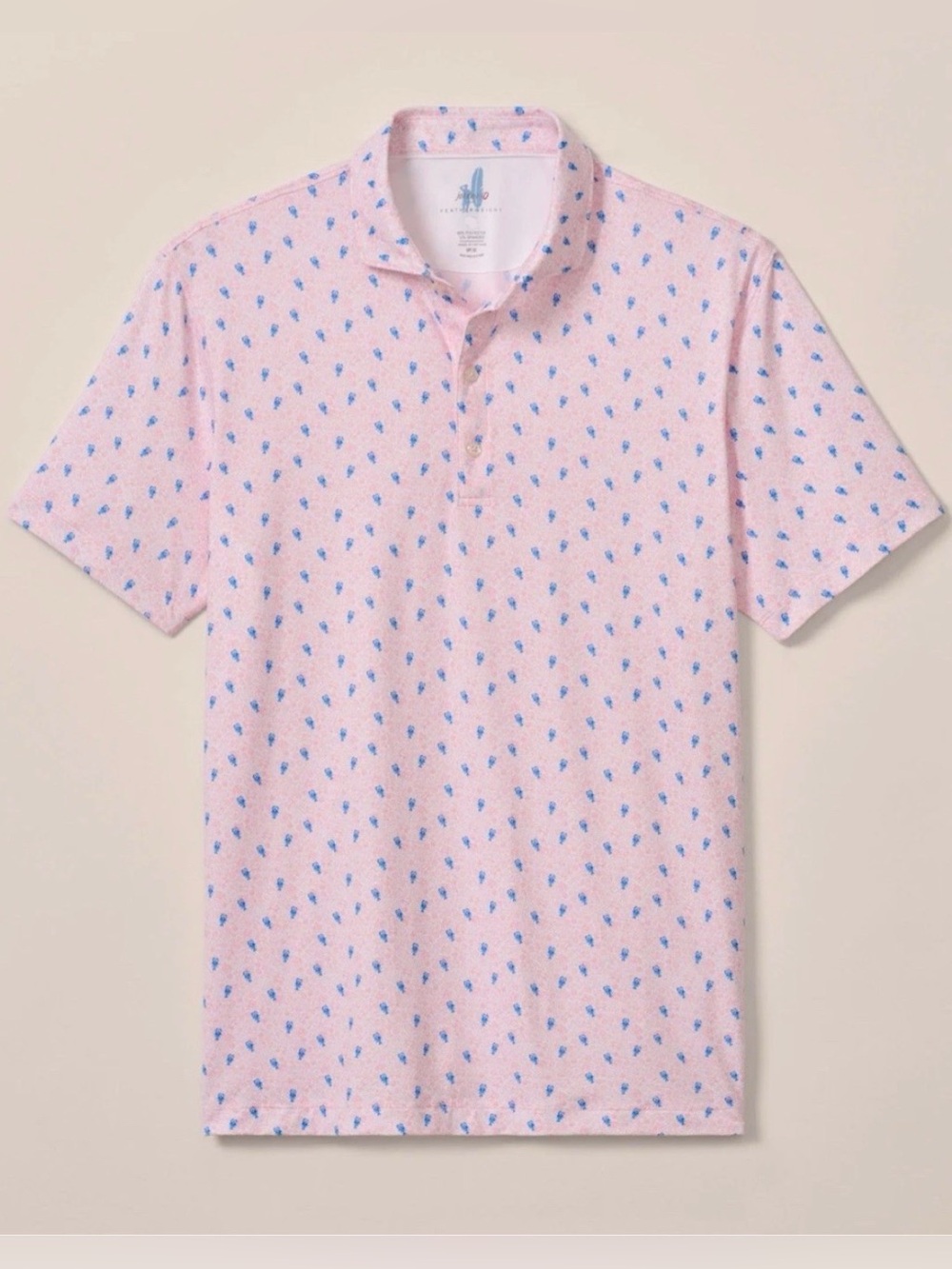 johnnie-O Featherweight Performance Polo Low Country Mens Size Large Pink NWT - Picture 2 of 10